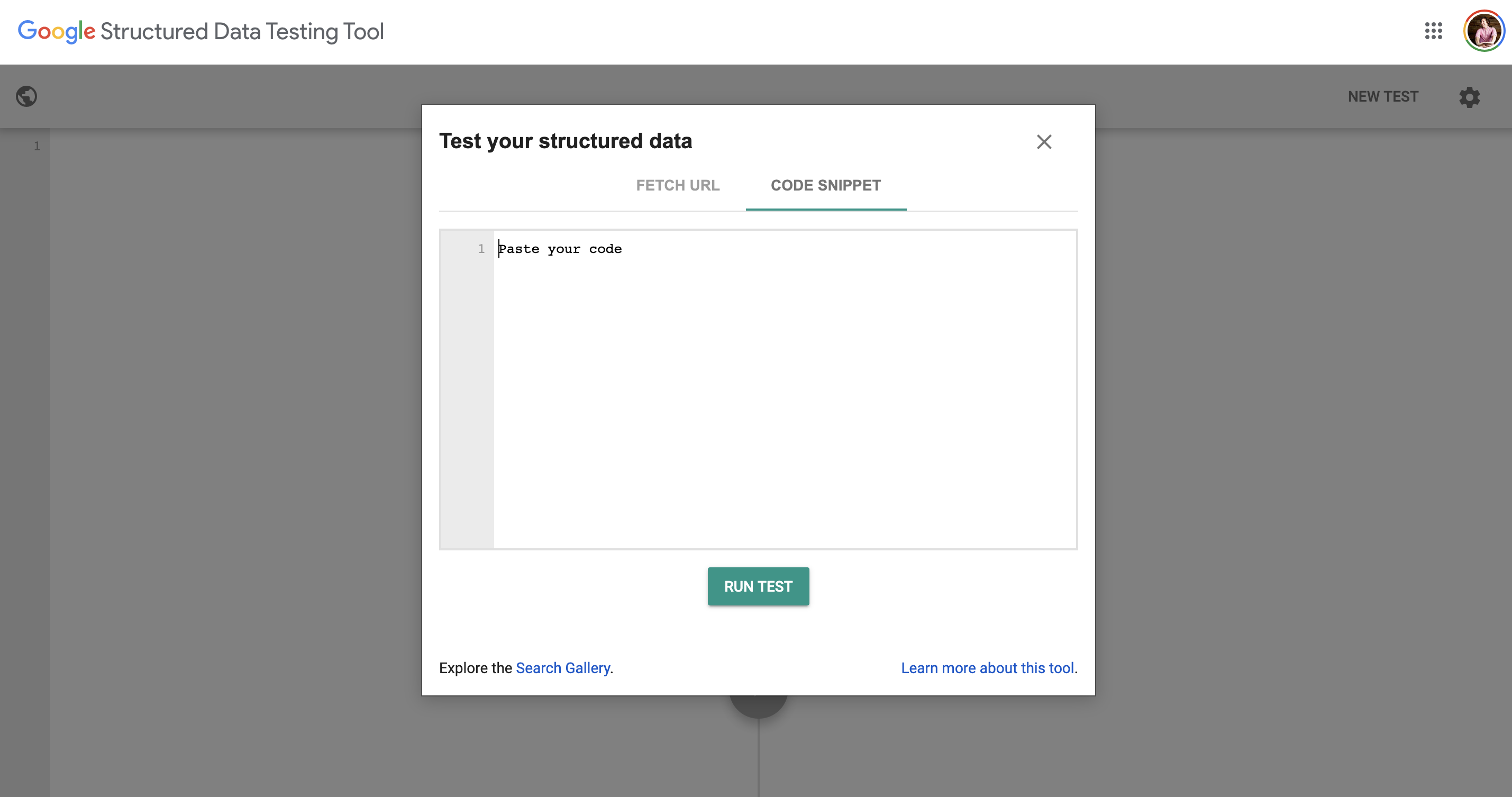 example of Google Structured Data testing tool